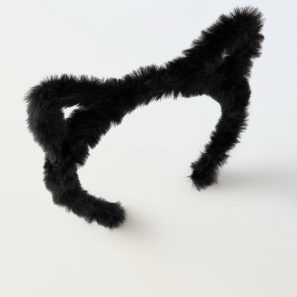 Zara Black Furry Cat Ear Headband - Picture 1 of 2